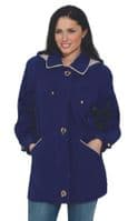 Ladies Long Hooded Cobalt Blue Rain Jacket db897